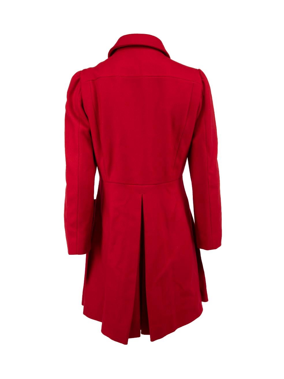 Pre-Loved Miu Miu Women's Red Peacoat with Elasticated Pocket Detail In Excellent Condition In London, GB