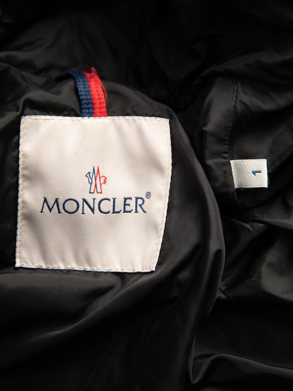 Pre-Loved Moncler Women's Black Hooded Mid Length Down Coat 1