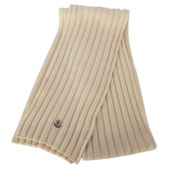 Used Pre-Loved Moncler Women's Cream Knitted Wool Scarf