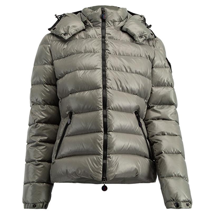 Pre-Loved Moncler Women's Grey Hooded Quilted Down Jacket