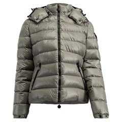 Used Pre-Loved Moncler Women's Grey Hooded Quilted Down Jacket