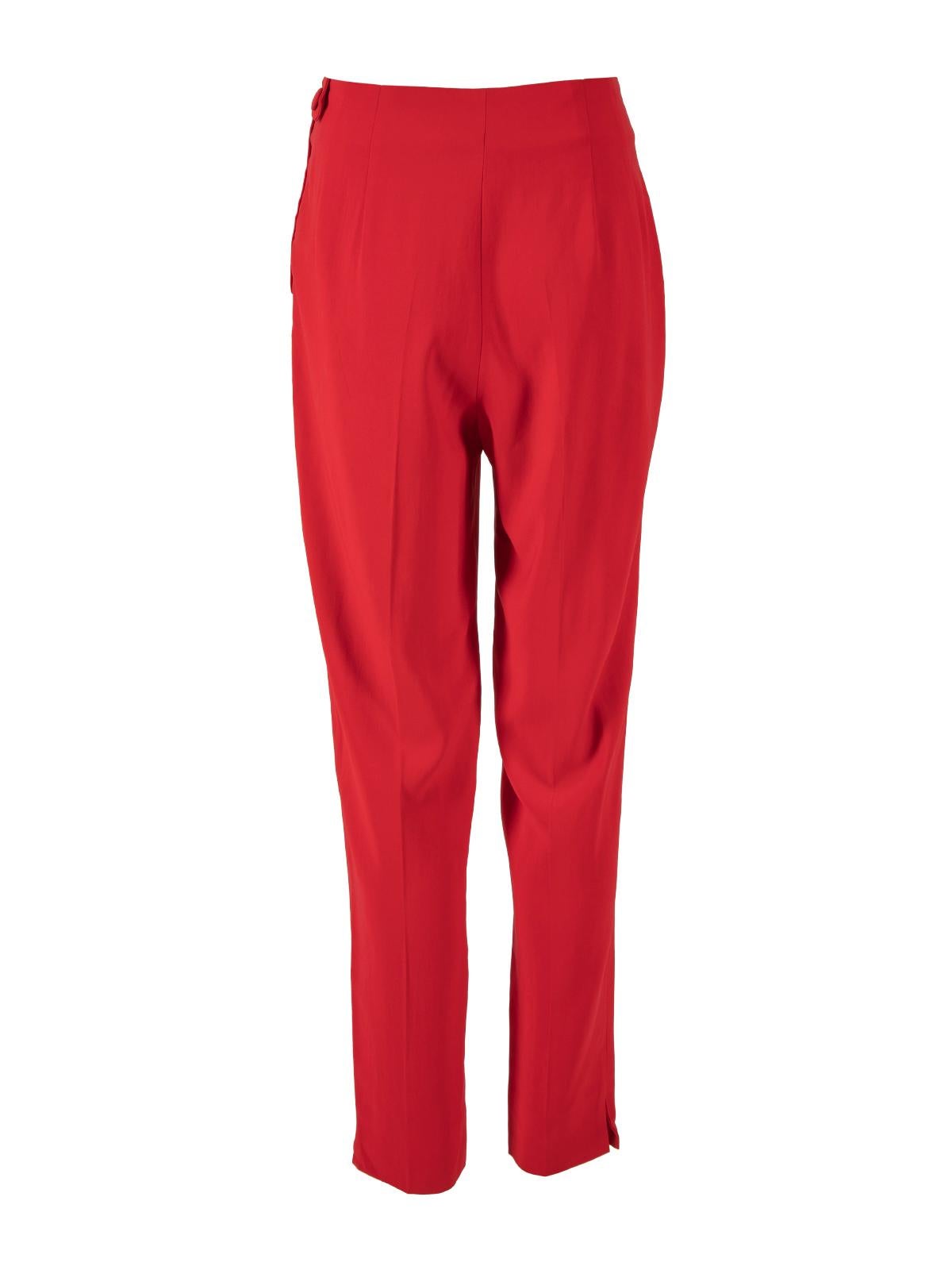 Pre-Loved Moschino Couture Women's Vintage Red High Waisted Straight Leg Trouser In Excellent Condition In London, GB