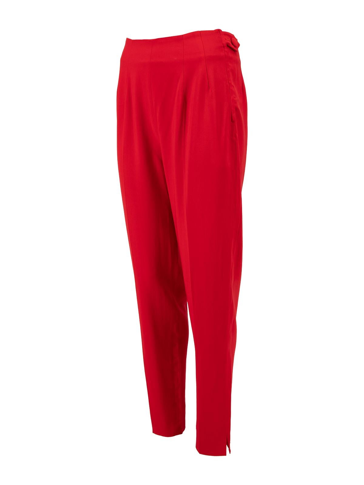 Pre-Loved Moschino Couture Women's Vintage Red High Waisted Straight Leg Trouser 1