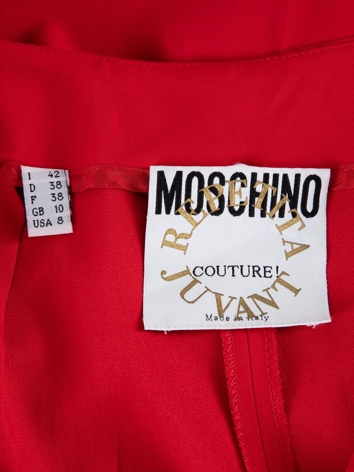 Pre-Loved Moschino Couture Women's Vintage Red High Waisted Straight Leg Trouser 2