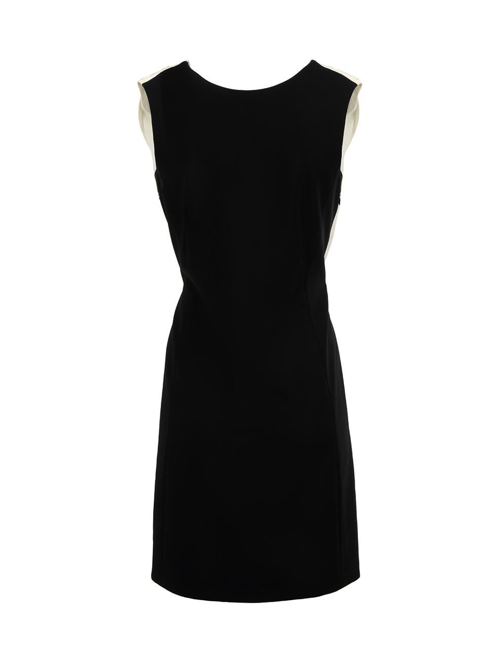 Pre-Loved Moschino Women's Black & Cream Back Pleated Wrap Panel Dress In Excellent Condition For Sale In London, GB