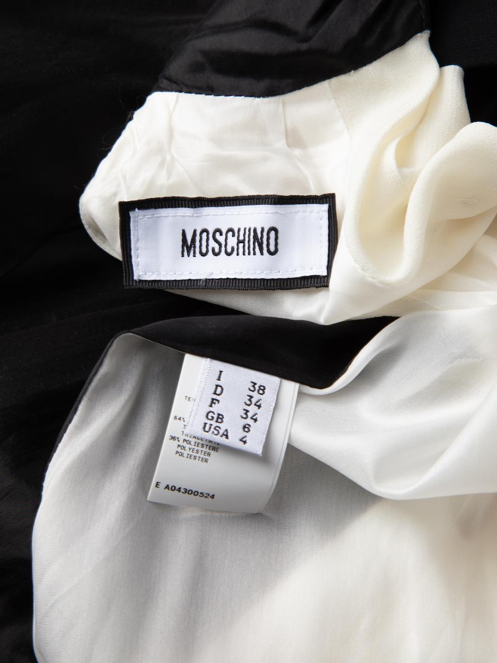 Pre-Loved Moschino Women's Black & Cream Back Pleated Wrap Panel Dress For Sale 1