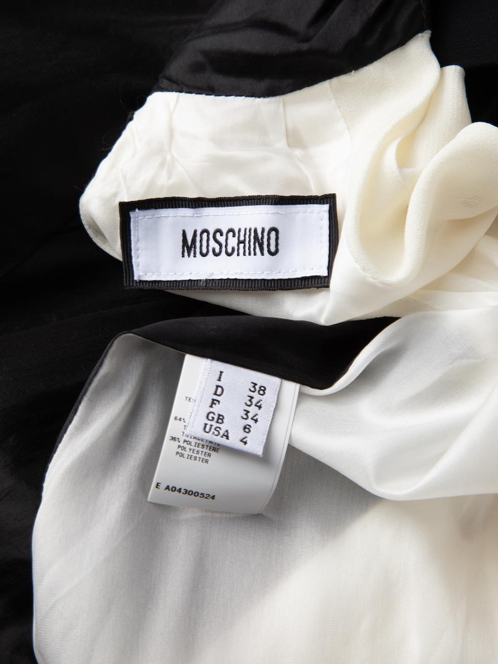 Pre-Loved Moschino Women's Black & Cream Back Pleated Wrap Panel Dress In Excellent Condition In London, GB
