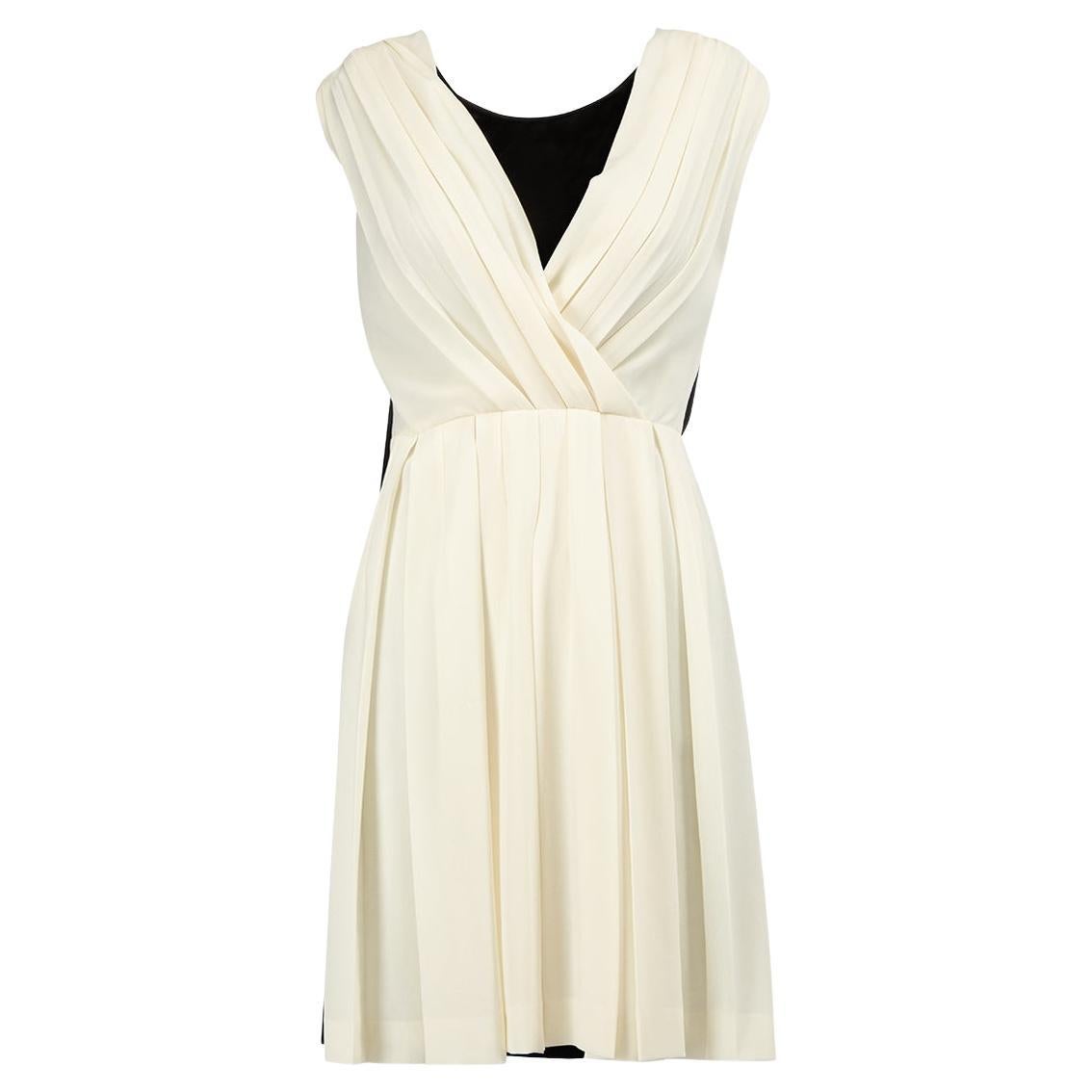 Pre-Loved Moschino Women's Black & Cream Back Pleated Wrap Panel Dress For Sale
