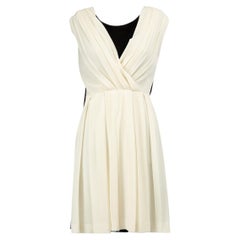 Pre-Loved Moschino Women's Black & Cream Back Pleated Wrap Panel Dress