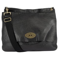 Pre-Loved Mulberry Women's Black Leather Postman Lock Messenger Bag