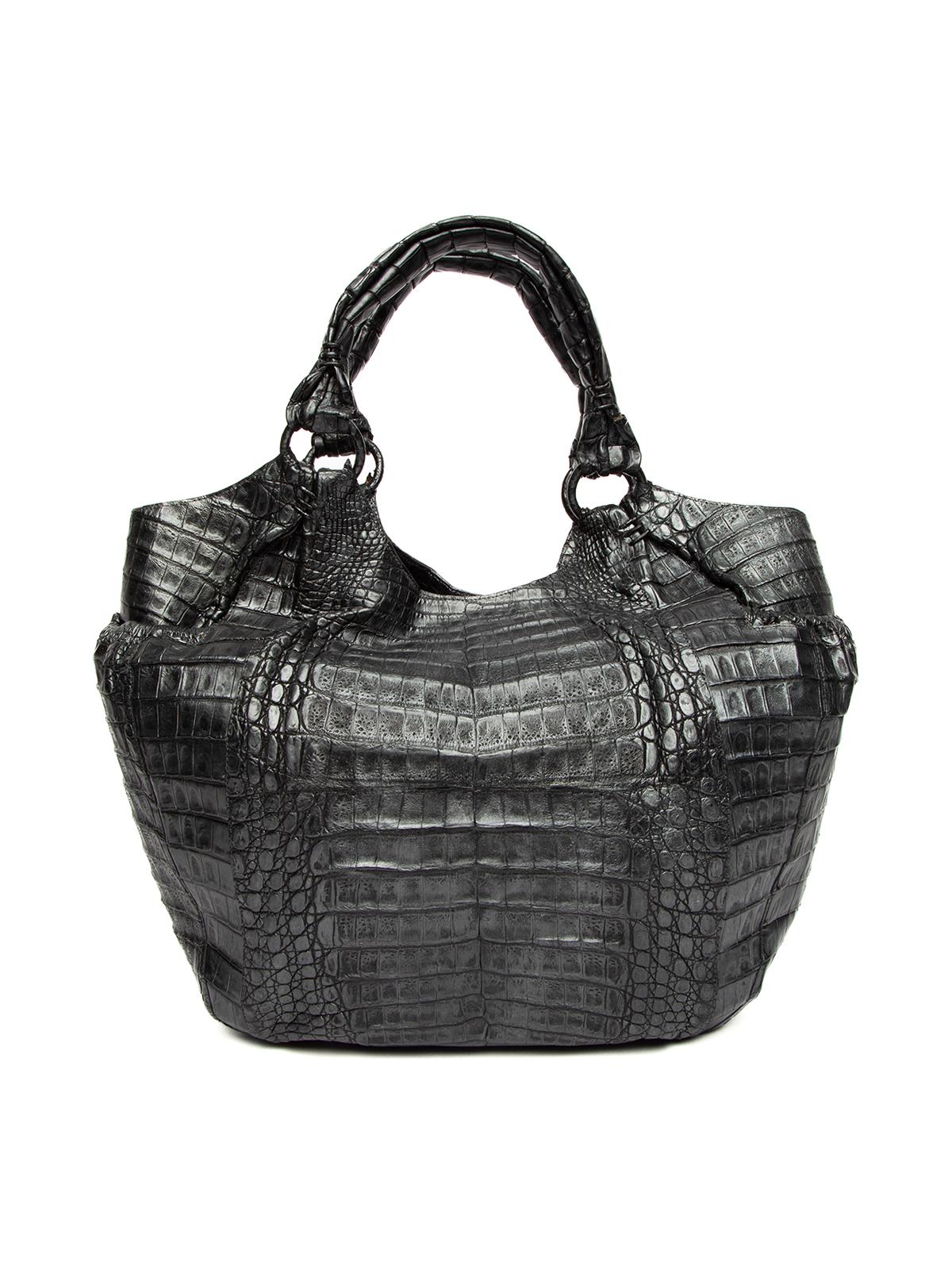 Black Pre-Loved Nancy Gonzalez Women's Crocodile Leather Handbag