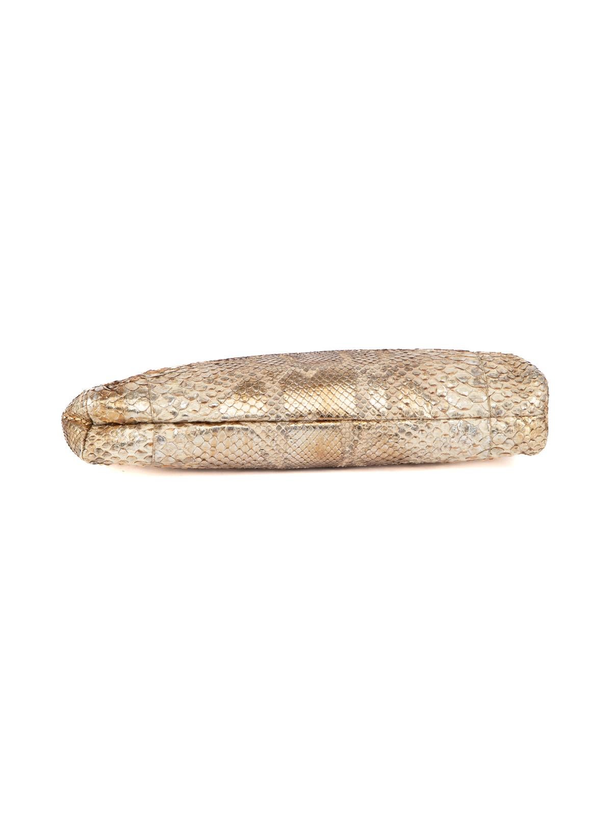 Pre-Loved Nancy Gonzalez Damen-Clutch aus echtem Python Molurus in Gold 1