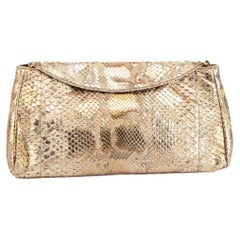 Pre-Loved Nancy Gonzalez Women's Genuine Python Molurus Gold Clutch Bag