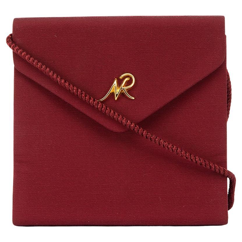 Pre-Loved Nina Ricci Women's Burgundy Cord Strap Envelope Flap Bag