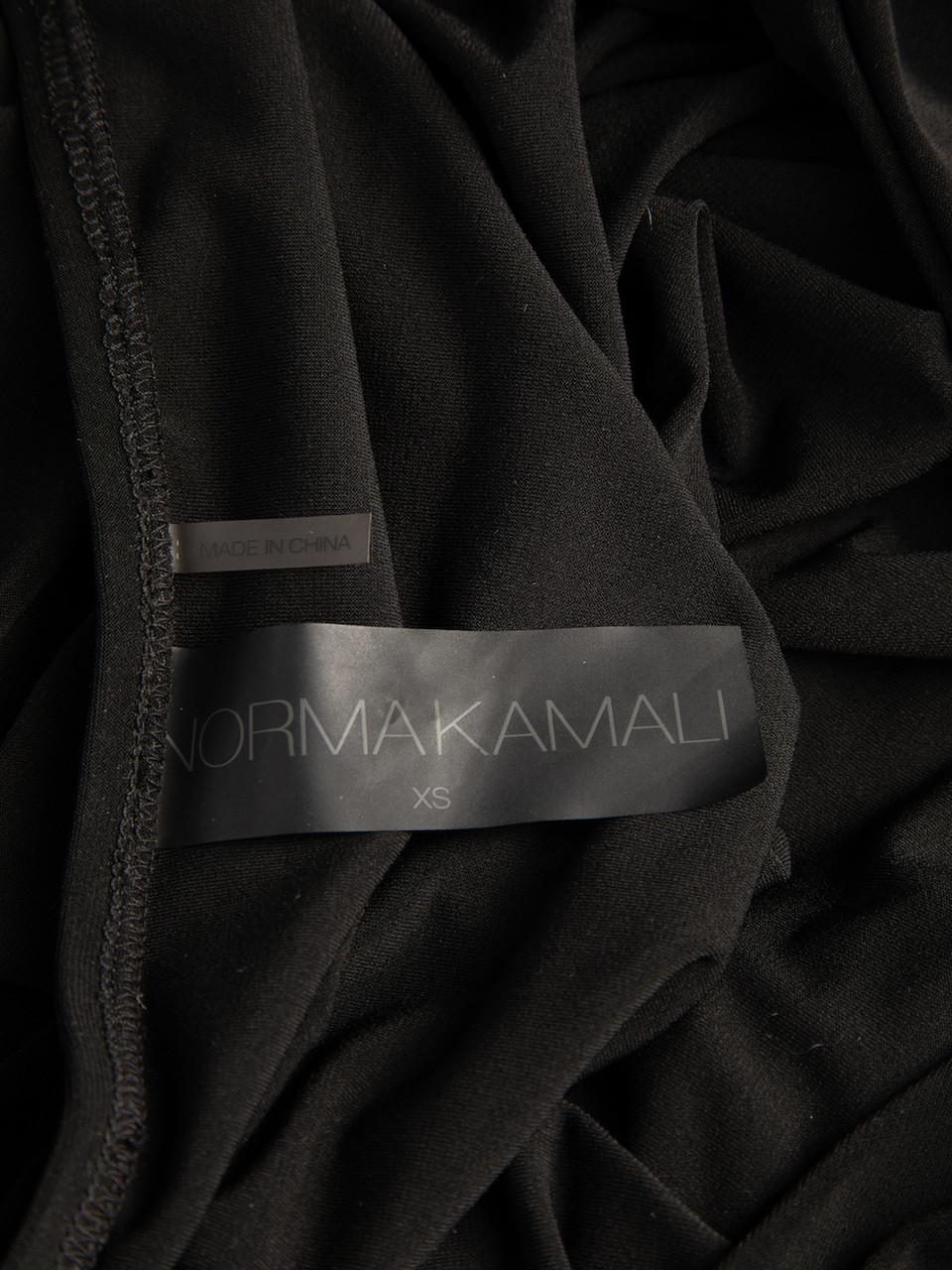 Pre-Loved Norma Kamali Women's Black Rucked V-Neck Midi Dress 1