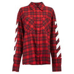 Pre-Loved Off-White Women's Red Cotton Logo Check Shirt