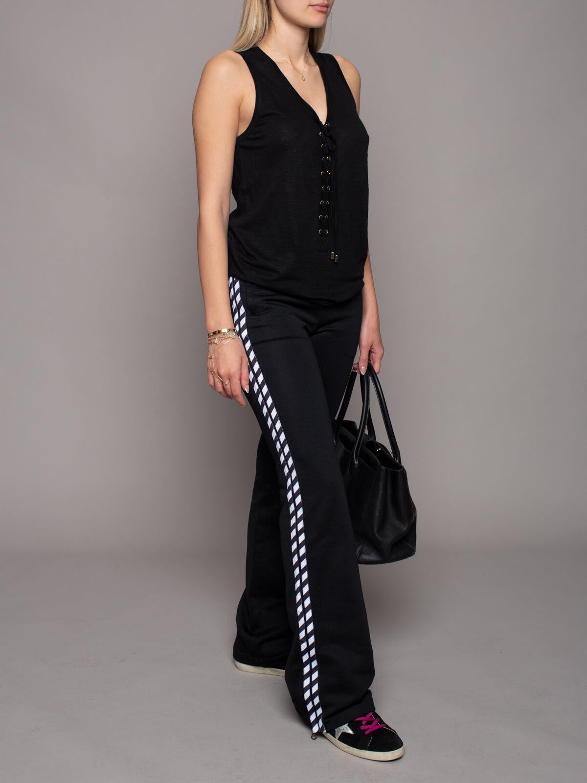 Pre-Loved Off-White Women's Striped Trackpants Black Polyester In Good Condition In London, GB