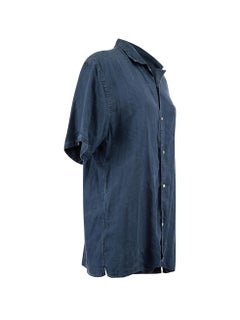 Pre-Loved Officine Générale Women's Blue Short Sleeve Shirt