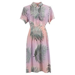 Pre-Loved Paul & Joe Women's Pink Silk Belted Tropical Printed Dress