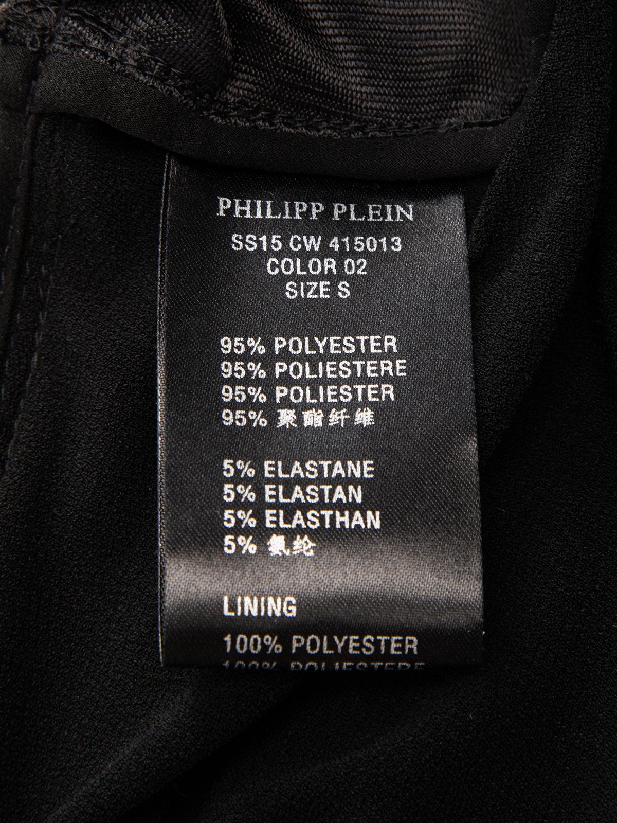 Pre-Loved Philipp Plein Women's Black Cold Shoulder Deep V Ruched Gown For Sale 3