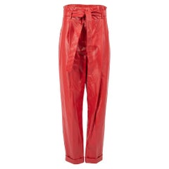 Pre-Loved Philosophy di Lorenzo Serafini Women's Red Faux Leather Belted Trouser