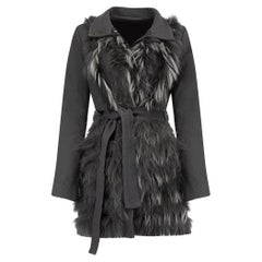 Pre-Loved Pinko Women''s Grauer Murmasky-Pelzbesatz mit Gürtel