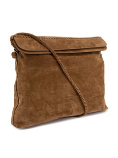 Pre-Loved Polo Ralph Lauren Women's Suede Braided Brown Shoulder Bag