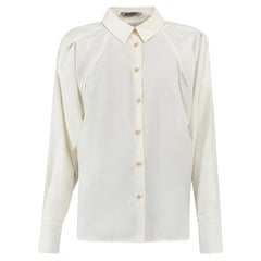 Pre-Loved Ports 1961 Women's Cream Button Up Dolman Sleeve Shirt