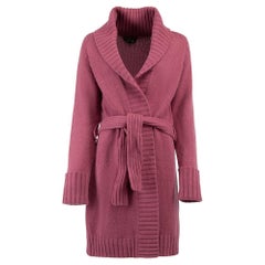 Pre-Loved Ports 1961 Women's Purple Belted Long Lined Knit Cardigan