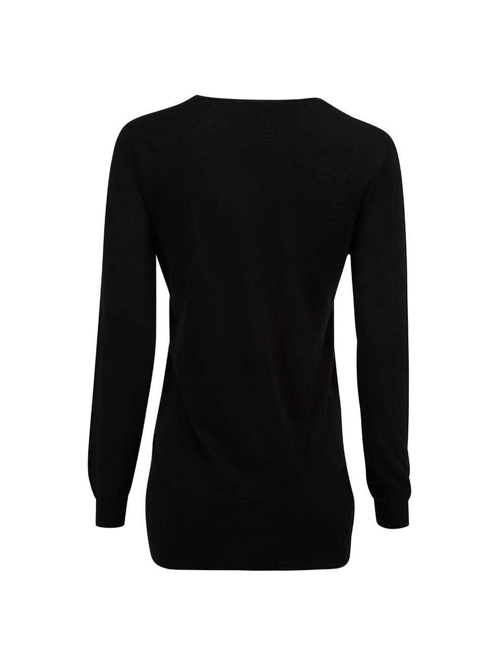 Pre-Loved Prada Women's Black 2013 Wool V-Neck Sweater In Excellent Condition In London, GB