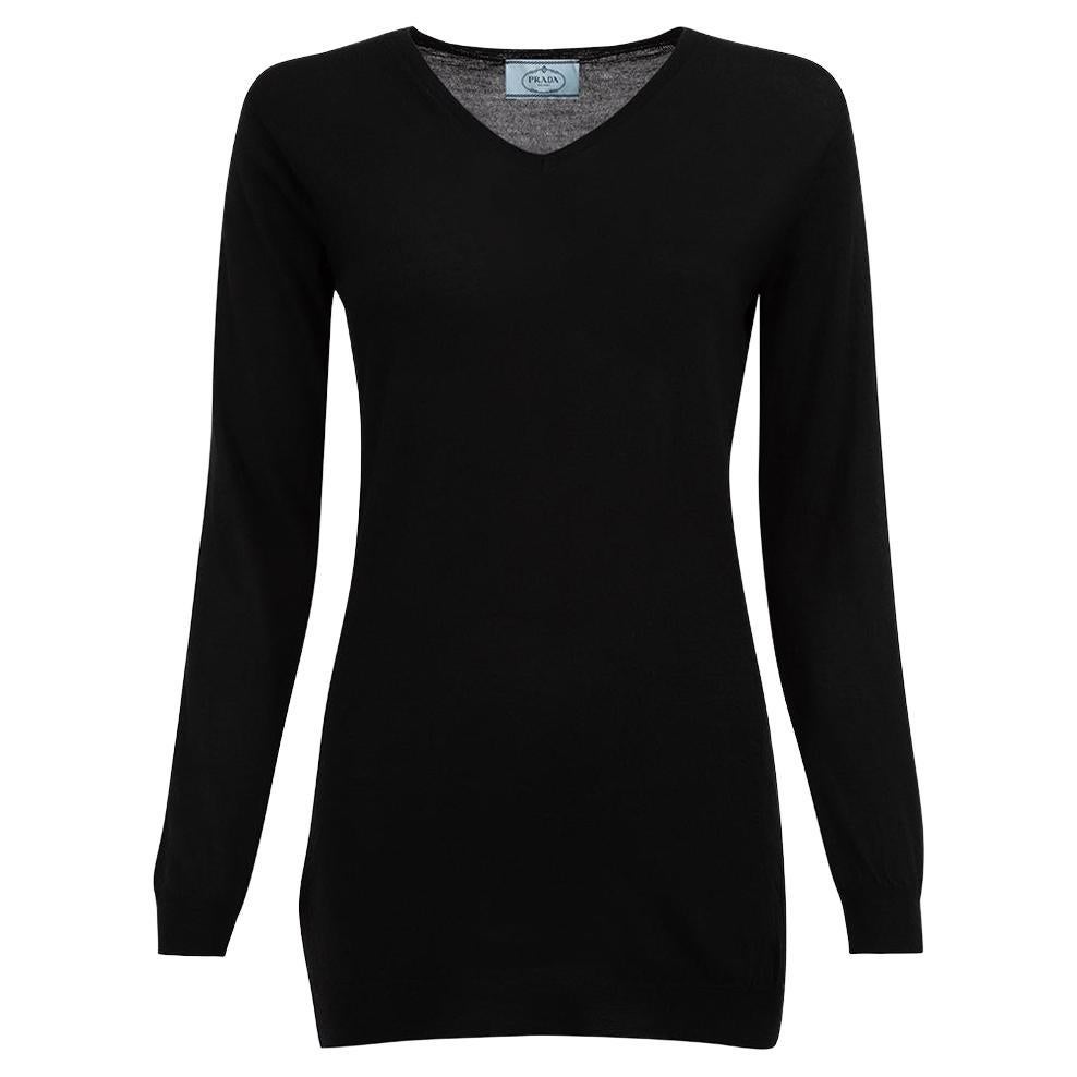 Pre-Loved Prada Women's Black 2013 Wool V-Neck Sweater