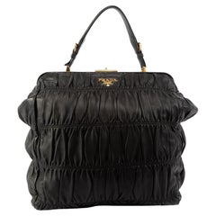 Pre-Loved Prada Women's Black Gaufre Leather Handbag
