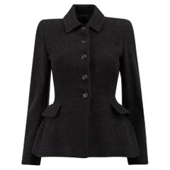 Pre-Loved Prada Women's Black Herringbone Pattern Fitted Jacket