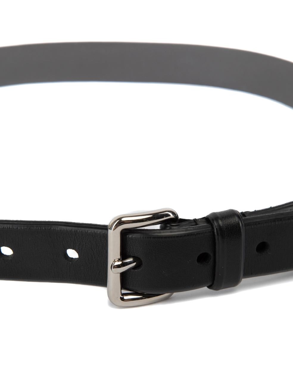 Pre-Loved Prada Women's Black Leather Belt with Silver Buckle 1