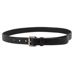 Pre-Loved Prada Women's Black Leather Belt with Silver Buckle