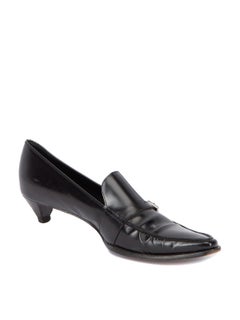 Pre-Loved Prada Women's Black Leather Kitten Heels Loafers