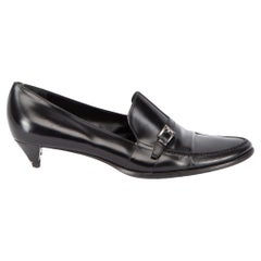 Pre-Loved Prada Women's Black Leather Kitten Heels Loafers