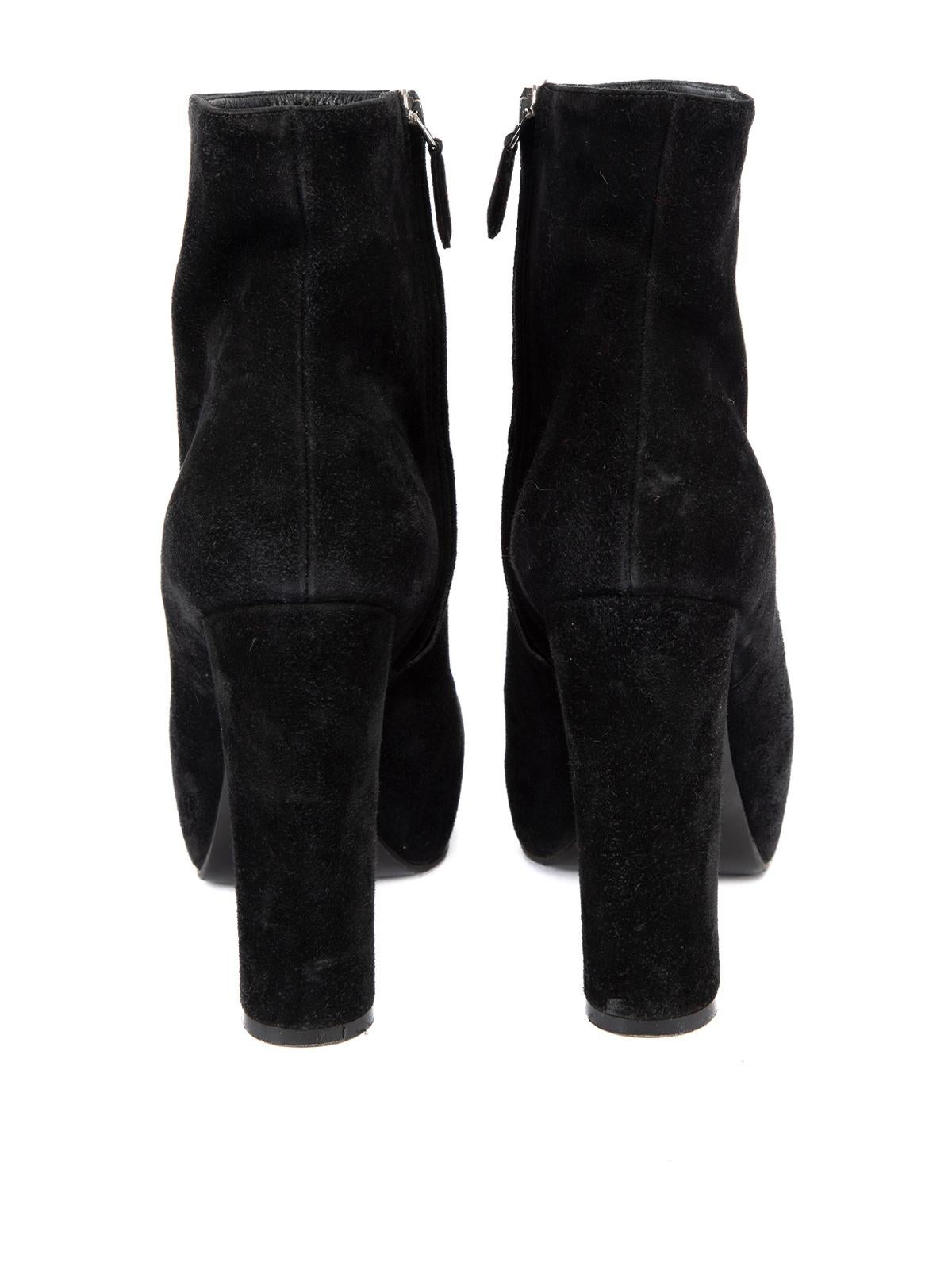  Pré-aimé Prada Women's Black Pointed Toe Platform Heeled Ankle Boot Pour femmes 
