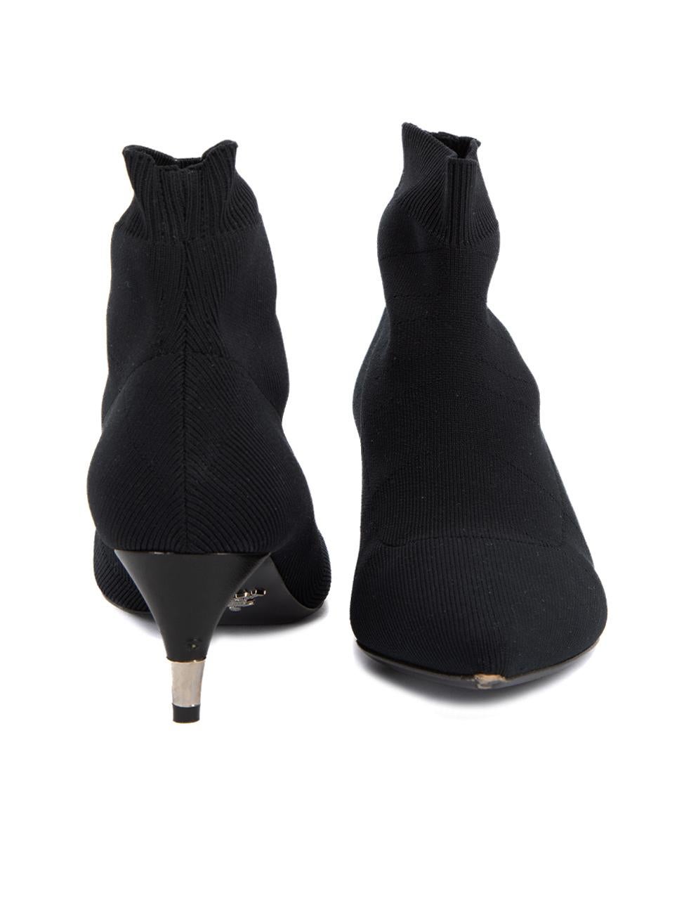 Pre-Loved Prada Women's Black Pointed Toe Sock Ankle Boots In Excellent Condition In London, GB