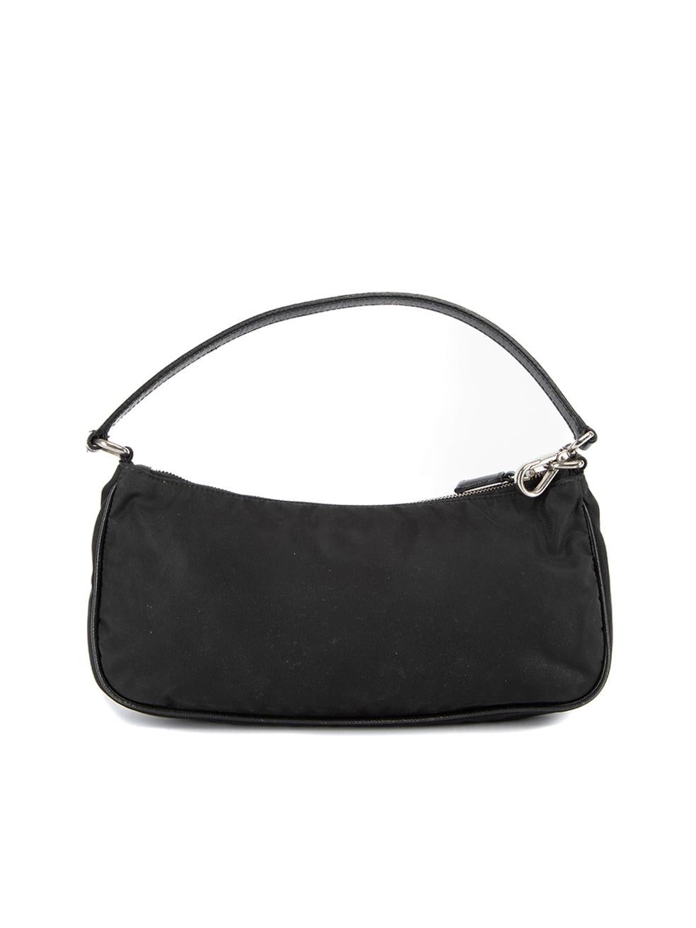 Pre-Loved Prada Women's Black Re-Nylon Tessuto Shoulder Bag In Excellent Condition In London, GB