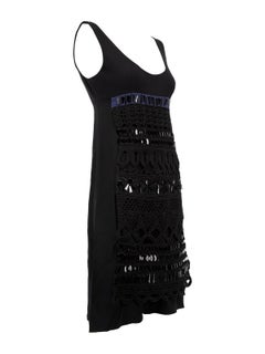 Pre-Loved Prada Women's Black Sleeveless Beaded Patterned Dress