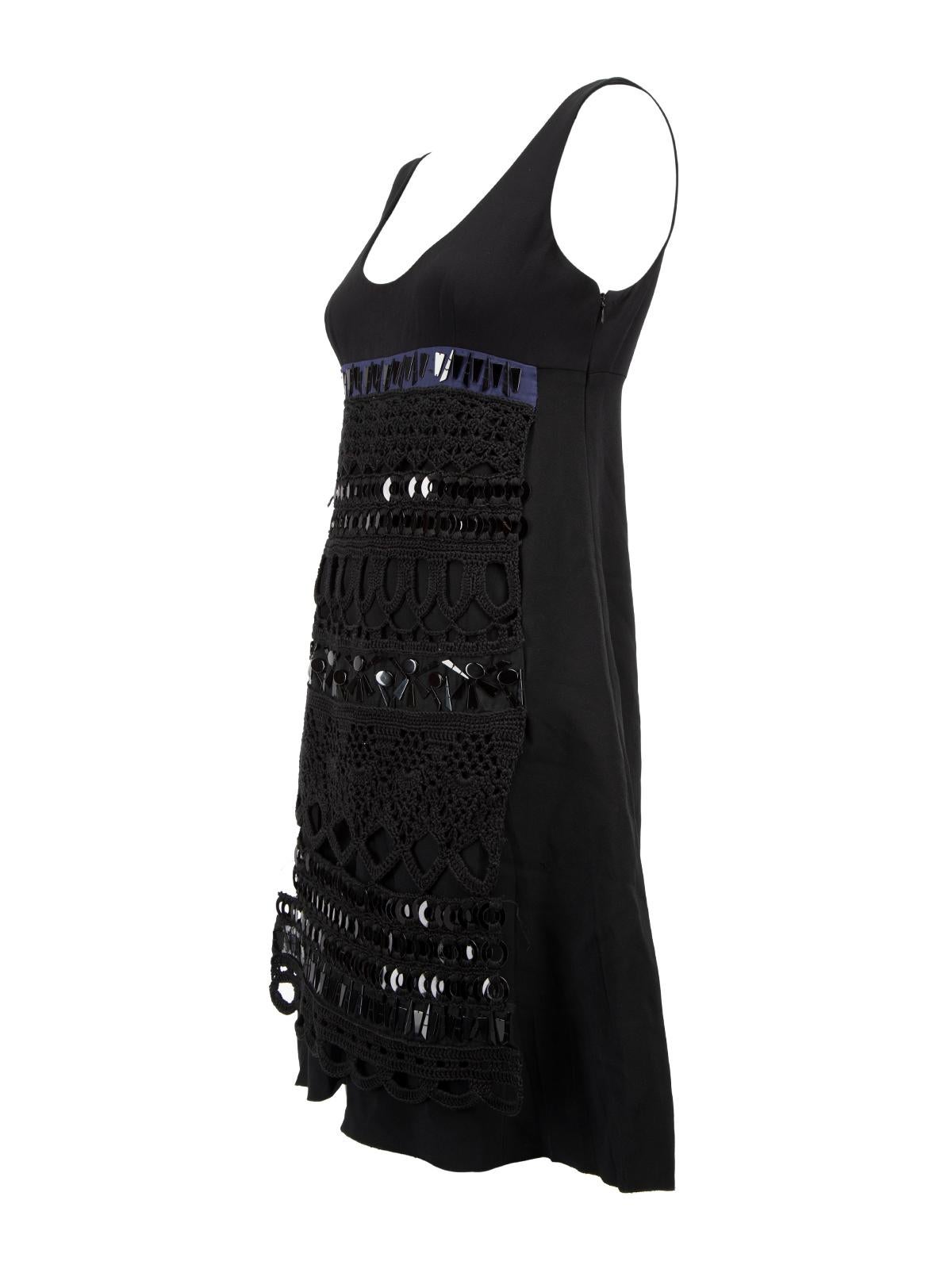  Pré-aimé Prada Women's Black Sleeveless Beaded Patterned Dress Pour femmes 