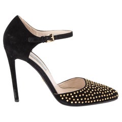 Pre-Loved Prada Women's Black Suede Gold Studded Heels