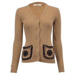 Pre-Loved Prada Women's Brown Crochet Pockets Detail Cardigan