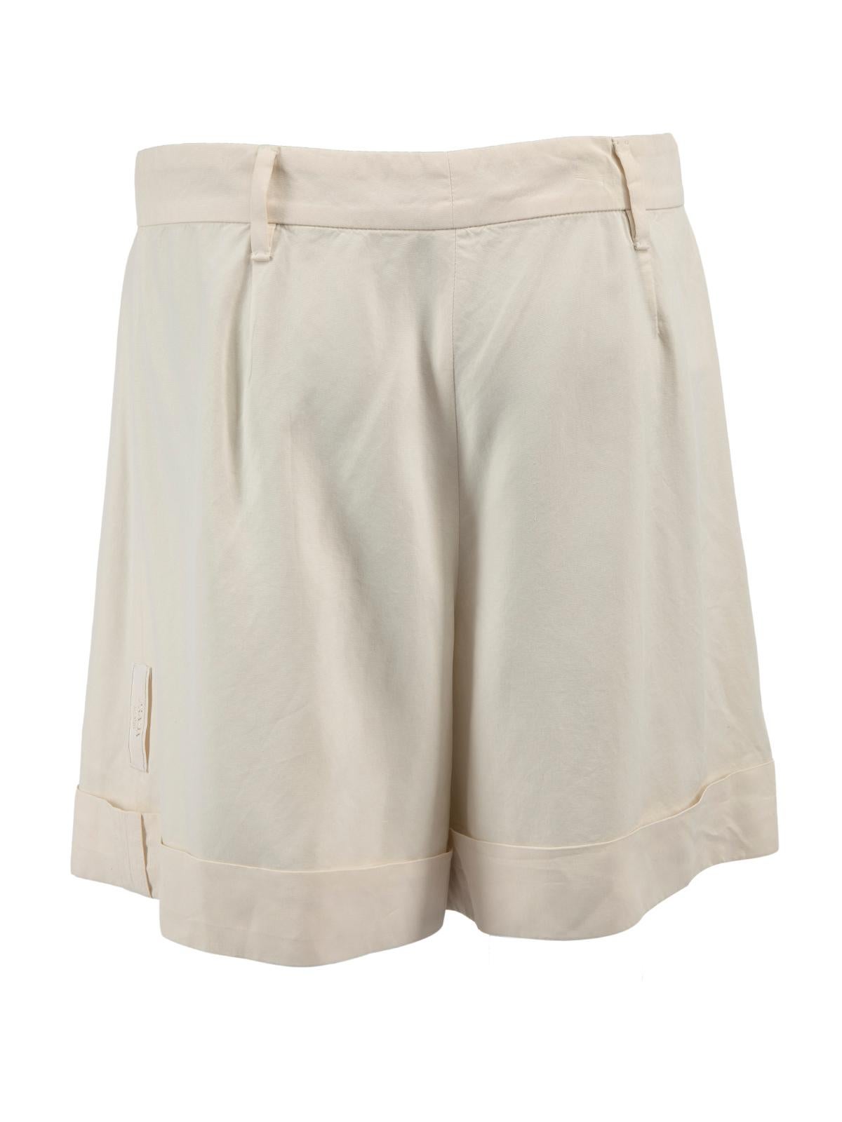 Pre-Loved Prada Women's Cream Wide Shorts In Excellent Condition In London, GB