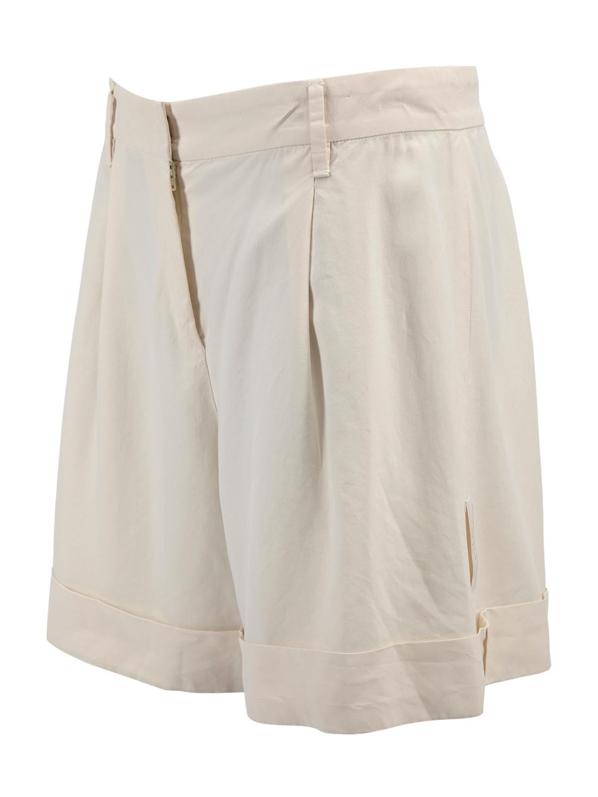 Pre-Loved Prada Women's Cream Wide Shorts 1