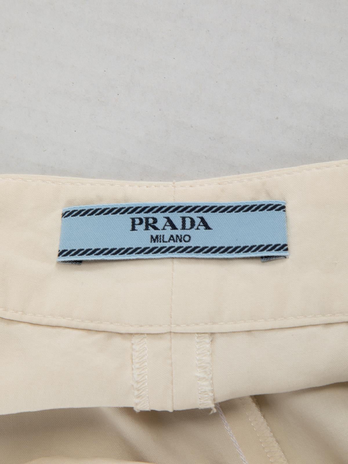 Pre-Loved Prada Women's Cream Wide Shorts 2