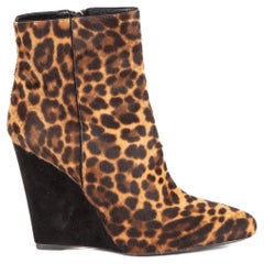 Used Pre-Loved Prada Women's Leopard Print Pony Hair Ankle Boots
