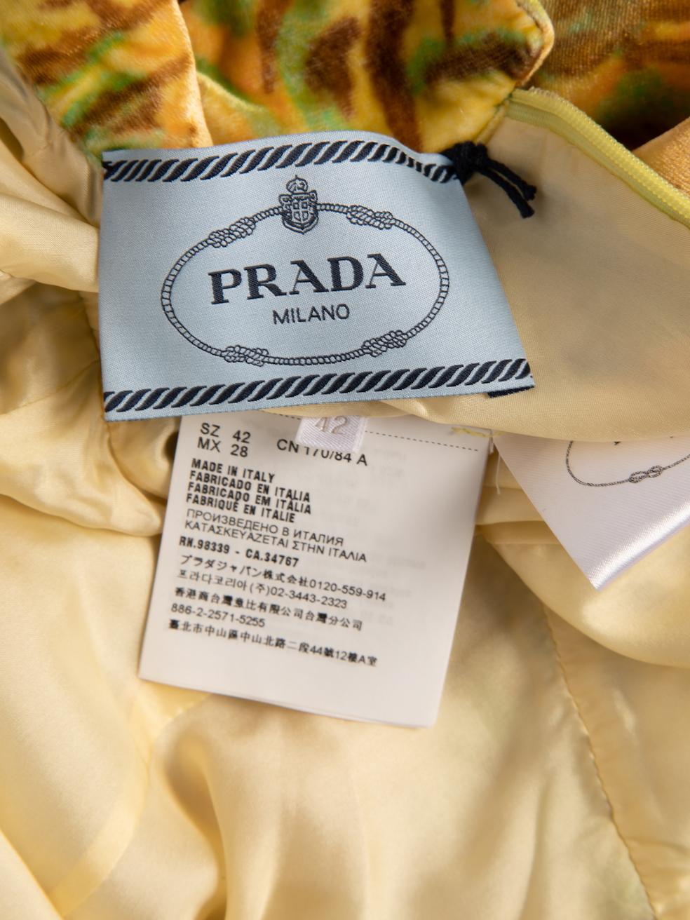 Pre-Loved Prada Women's Patterned Velvet Mock Neck Midi Dress In Excellent Condition In London, GB
