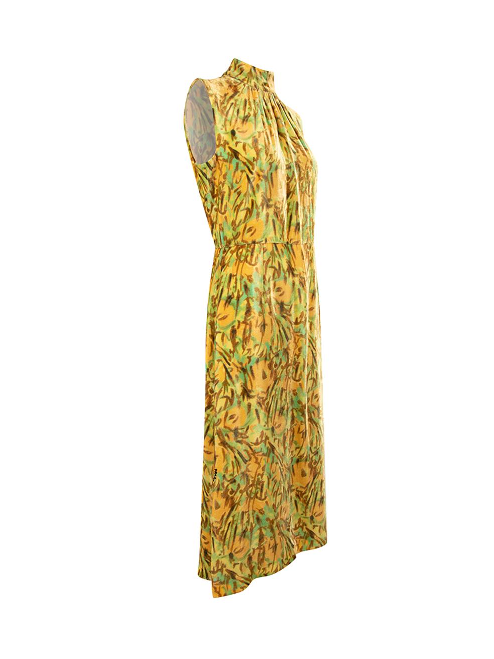 Pre-Loved Prada Women's Patterned Velvet Mock Neck Midi Dress 1
